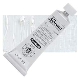 Schmincke Norma Professional Oil Paint - Translucent White, 35 ml, Tube and swatch