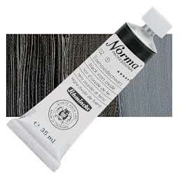 Schmincke Norma Professional Oil Paint - Black Iron Oxide, 35 ml, Tube and swatch