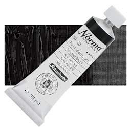 Schmincke Norma Professional Oil Paint - Neutral Black, 35 ml, Tube and swatch