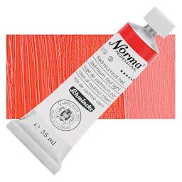 Schmincke Norma Professional Oil Paint - Cadmium Red Light, 35 ml, Tube and swatch