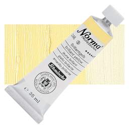 Schmincke Norma Professional Oil Paint - Brilliant Yellow, 35 ml, Tube and swatch