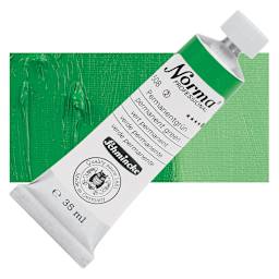 Schmincke Norma Professional Oil Paint - Permanent Green, 35 ml, Tube and swatch