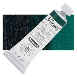 Schmincke Norma Professional Oil Paint - Phthalo Green, 35 ml, Tube and swatch
