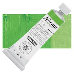 Schmincke Norma Professional Oil Paint - Permanent Yellowish-Green, 35 ml, Tube and swatch