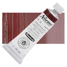 Schmincke Norma Professional Oil Paint - Caput Mortuum, 35 ml, Tube and swatch