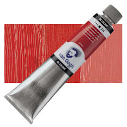 Van Gogh Oil Paint - Cadmium Red Medium, 200 ml tube and swatch