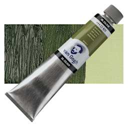 Van Gogh Oil Paint - Permanent Olive Green, 200 ml tube and swatch