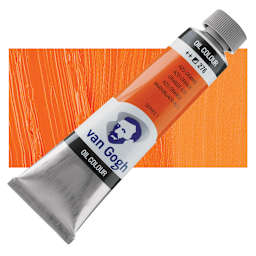 Van Gogh Oil Paint - Azo Orange, 40 ml tube and swatch