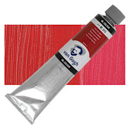 Van Gogh Oil Paint - Azo Red Deep, 200 ml tube and swatch
