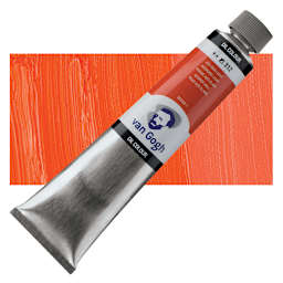 Van Gogh Oil Paint - Azo Red Light, 200 ml tube and swatch