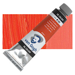Van Gogh Oil Paint - Azo Red Medium, 40 ml tube and swatch