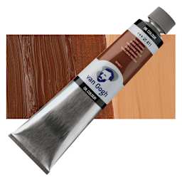 Van Gogh Oil Paint - Burnt Sienna, 200 ml tube and swatch