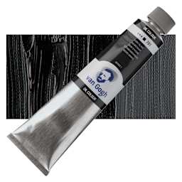 Van Gogh Oil Paint - Ivory Black, 200 ml tube and swatch