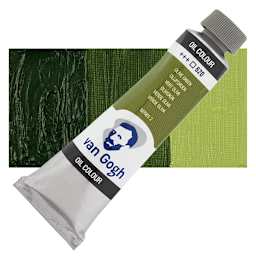 Van Gogh Oil Paint - Permanent Olive Green, 40 ml Tube and swatch