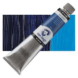 Van Gogh Oil Paint - Phthalo Blue, 200 ml tube and swatch