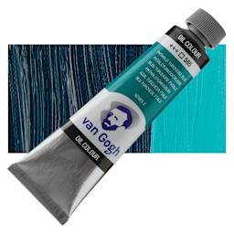 Van Gogh Oil Paint - Phthalo Turquoise Blue, 40 ml tube and swatch
