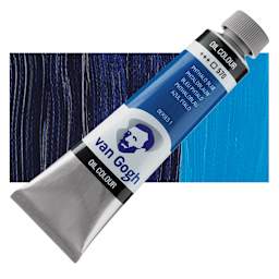 Van Gogh Oil Paint - Phthalo Blue, 40 ml tube and swatch