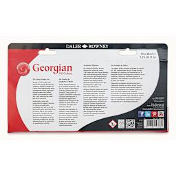 Daler-Rowney Georgian Oil Paint - Studio Set of 10, 38 ml, Tubes (Back of packaging)