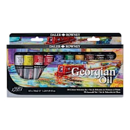 Daler-Rowney Georgian Oil Paint - Selection Set of 10, 38 ml, Tubes front of package