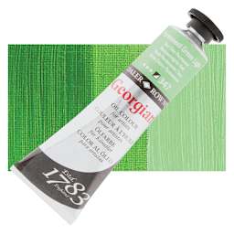 Daler-Rowney Georgian Oil Color - Permanent Light Green, 38 ml tube and swatch