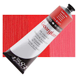 Daler-Rowney Georgian Oil Color - Scarlet Lake, 225 ml tube and swatch