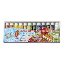 Holbein Duo Aqua Water Soluble Oils - Starter Set, Set of 12 colors, 10 ml tubes front of package