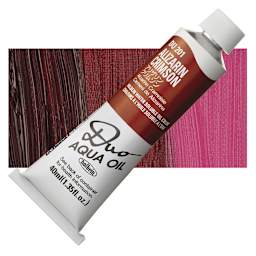 Holbein Duo Aqua Water Soluble Oil - Alizarin Crimson, 40 ml tube and swatch