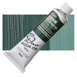 Holbein Duo Aqua Water Soluble Oil - Cadmium Green Deep Hue, 40 ml tube and swatch