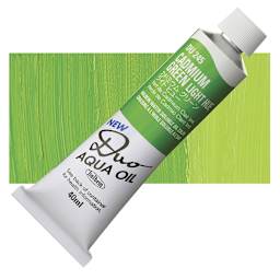 Holbein Duo Aqua Water Soluble Oil - Cadmium Green Light Hue, 40 ml tube and swatch