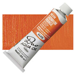 Holbein Duo Aqua Water Soluble Oil - Cadmium Orange, 40 ml tube and swatch