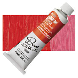 Holbein Duo Aqua Water Soluble Oil - Cadmium Red Hue, 40 ml tube and swatch