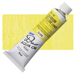 Holbein Duo Aqua Water Soluble Oil - Cadmium Yellow Lemon, 40 ml tube and swatch