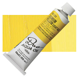 Holbein Duo Aqua Water Soluble Oil - Cadmium Yellow Light Hue, 40 ml tube and swatch
