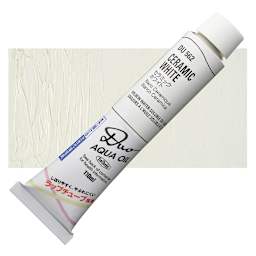 Holbein Duo Aqua Water Soluble Oil - Ceramic White, 110 ml tube and swatch