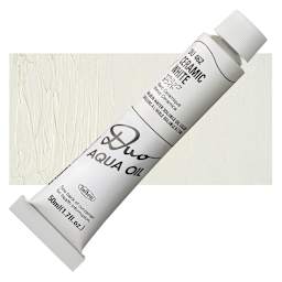 Holbein Duo Aqua Water Soluble Oil - Ceramic White, 50 ml tube and swatch