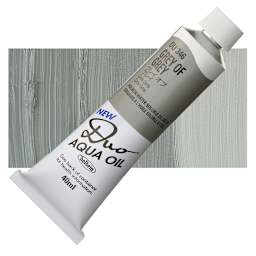 Holbein Duo Aqua Water Soluble Oil - Gray of Gray, 40 ml tube and swatch