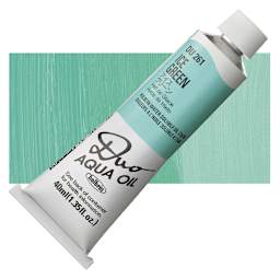Holbein Duo Aqua Water Soluble Oil - Ice Green, 40 ml tube and swatch