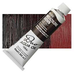 Holbein Duo Aqua Water Soluble Oil - Imidazolone Brown, 40 ml tube and swatch