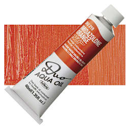 Holbein Duo Aqua Water Soluble Oil - Imidazolone Orange, 40 ml tube and swatch