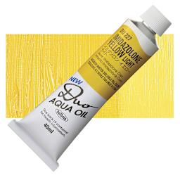 Holbein Duo Aqua Water Soluble Oil - Imidazolone Yellow Light, 40 ml tube and swatch