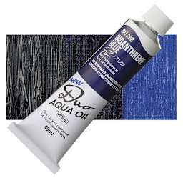 Holbein Duo Aqua Water Soluble Oil - Indanthrene Blue, 40 ml tube and swatch