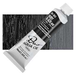 Holbein Duo Aqua Water Soluble Oil - Ivory Black Hue, 40 ml tube and swatch