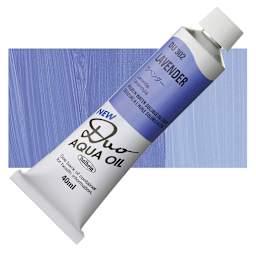 Holbein Duo Aqua Water Soluble Oil - Lavender, 40 ml tube and swatch