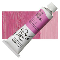 Holbein Duo Aqua Water Soluble Oil - Light Magenta, 40 ml tube and swatch