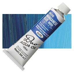 Holbein Duo Aqua Water Soluble Oil - Manganese Blue Nova, 40 ml tube and swatch
