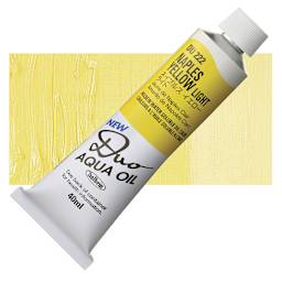 Holbein Duo Aqua Water Soluble Oil - Naples Yellow Light, 40 ml tube and swatch