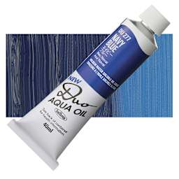 Holbein Duo Aqua Water Soluble Oil - Navy Blue, 40 ml tube and swatch