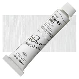 Holbein Duo Aqua Water Soluble Oil - Permanent White, 50 ml tube and swatch