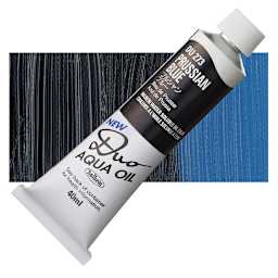 Holbein Duo Aqua Water Soluble Oil - Prussian Blue, 40 ml tube and swatch