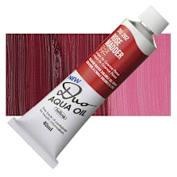 Holbein Duo Aqua Water Soluble Oil - Rose Madder, 40 ml tube and swatch